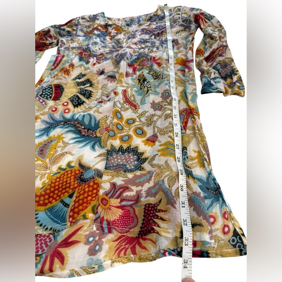 Raj Cotton Embroidered Floral Multicolor Lightweigt Tunic Top Medium - Picture 5 of 7